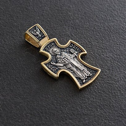 Серебряный крест (чернение, позолота)"Распятие. Николай Чудотворец" 132768 №6