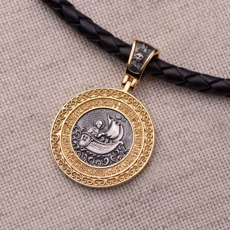 Серебряная подвеска "Св. Николай" позолота 132471 от ювелирного магазина Оникс - 3