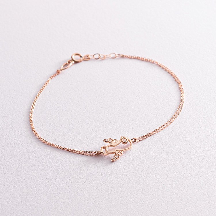 Золотой браслет "Ангелочек" с фианитами б04481 от ювелирного магазина Оникс