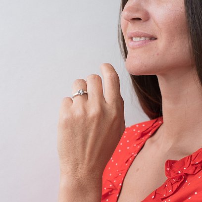 Золота заручальна каблучка (куб. Циркон Swarovski) к06278 №4