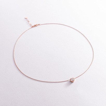 Золотое колье с одним фианитом кол01190