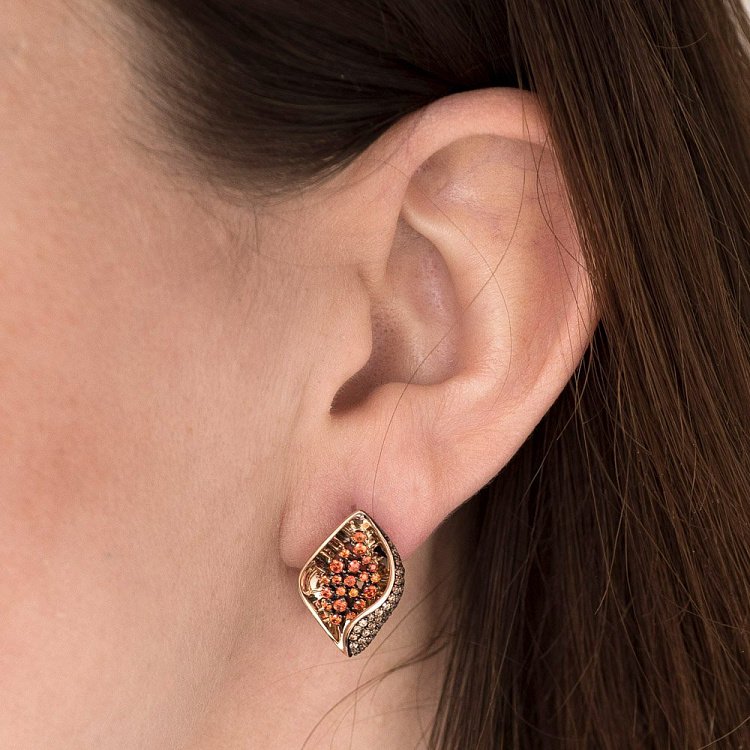 Золоті сережки з фіанітами с05326 від ювелірного магазину Онікс - 4