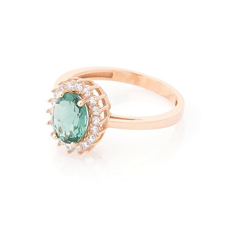 Золота каблучка з празіолітом і фіанітами к04630 від ювелірного магазину Онікс - 4