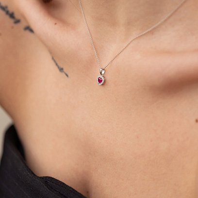 Золотое колье "Сердечко" с бриллиантами и рубином колб0096di №6