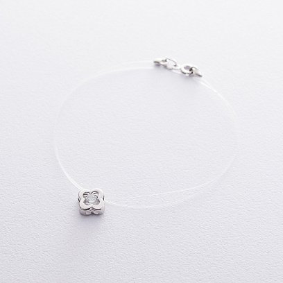 Золотое колье на леске "Клевер" (фианит) кол01087