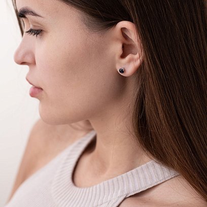 Золоті сережки - пусети "Наель" з сапфірами 22620 №2