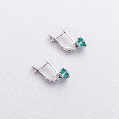 Срібні сережки з агатом 2526/1p-GRAG №3