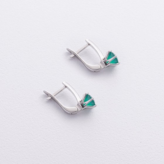 Срібні сережки з агатом 2526/1p-GRAG №3