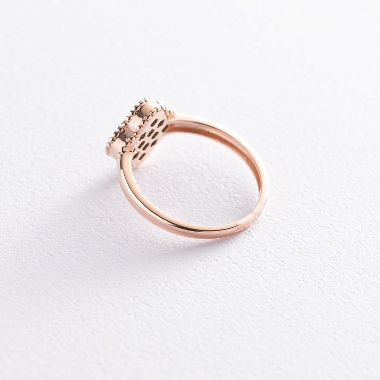 Каблучка "Конюшина" в червоному золоті (малахіт) к06687 від ювелірного магазину Онікс - 2