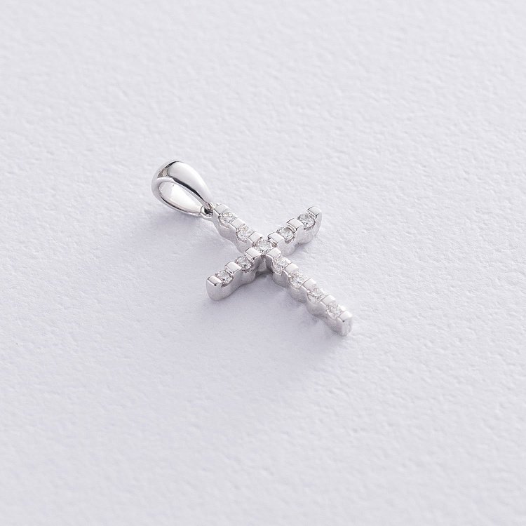 Золотий хрестик з діамантами пб0242ri від ювелірного магазину Онікс