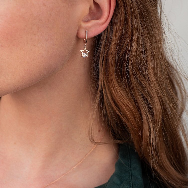 Золоті сережки "Зірочки" (фіаніти) с07379 від ювелірного магазину Онікс - 1