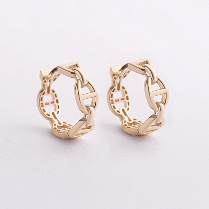 Серьги - кольца "Helen" в желтом золоте с09572