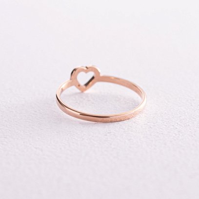 Кольцо "Сердечко с фианитом" в красном золоте к06475 №3
