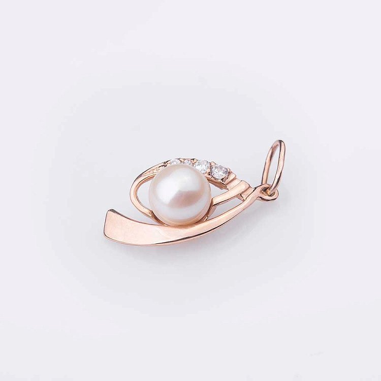 Золота підвіска з культ. прісн. перлами і фіанітами п01402 від ювелірного магазину Онікс - 1