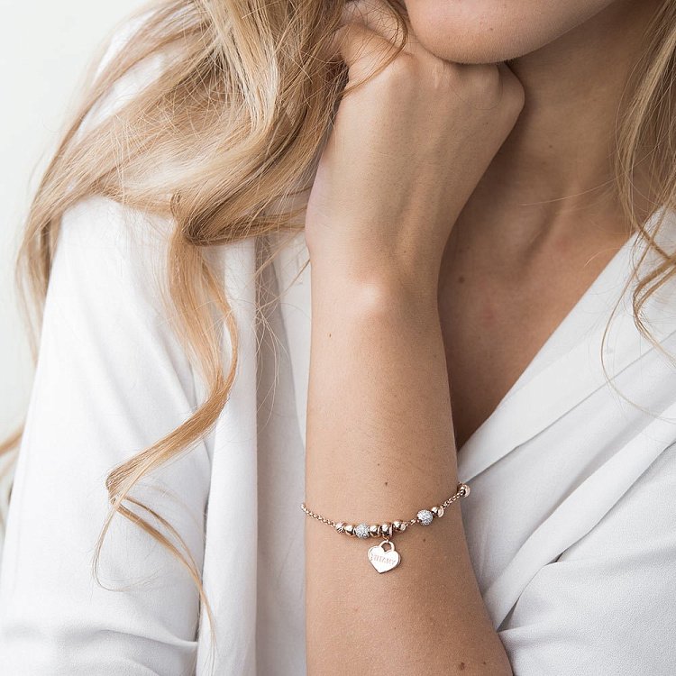 Золотой браслет "Сердечко" с фианитами б03733 от ювелирного магазина Оникс - 3