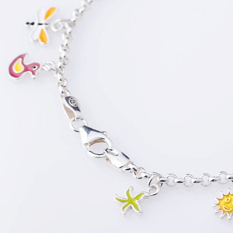 Серебряный браслет с эмалью 14643 от ювелирного магазина Оникс - 1