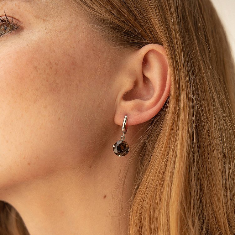 Золоті сережки "Захоплення" (димчастий кварц) с05218 від ювелірного магазину Онікс - 1