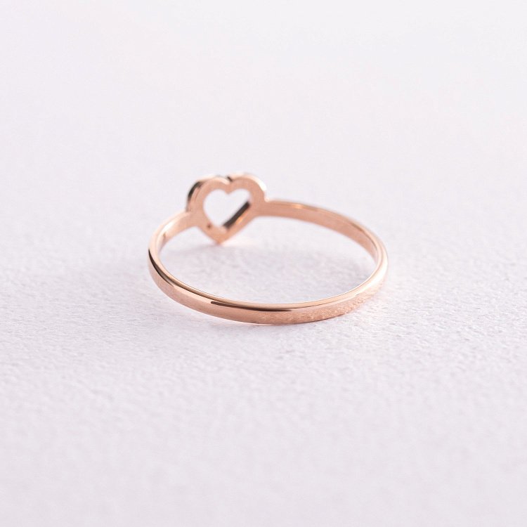 Кольцо "Сердечко с фианитом" в красном золоте к06475 от ювелирного магазина Оникс - 2