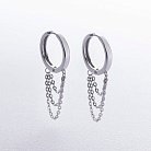 Серебряные серьги - кольца с цепочками 902-01450 от ювелирного магазина Оникс