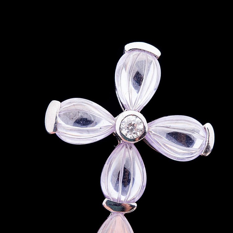 Срібний хрест з аметистом і фіанітом о995п від ювелірного магазину Онікс - 2