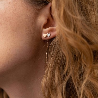 Золоті сережки - протяжки "Сердечки" с08080 №3