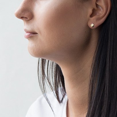 Золотые серьги-пусеты "Кружочки" с06452 №5