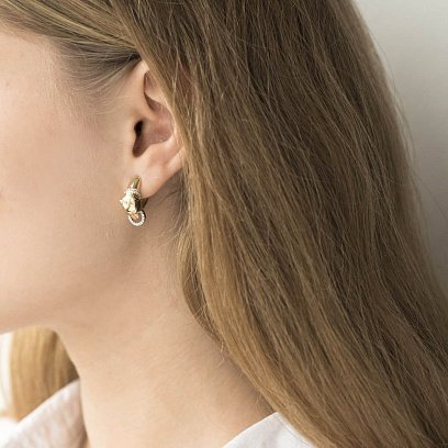 Золоті сережки "Пантера" з фіанітами с05915 №4