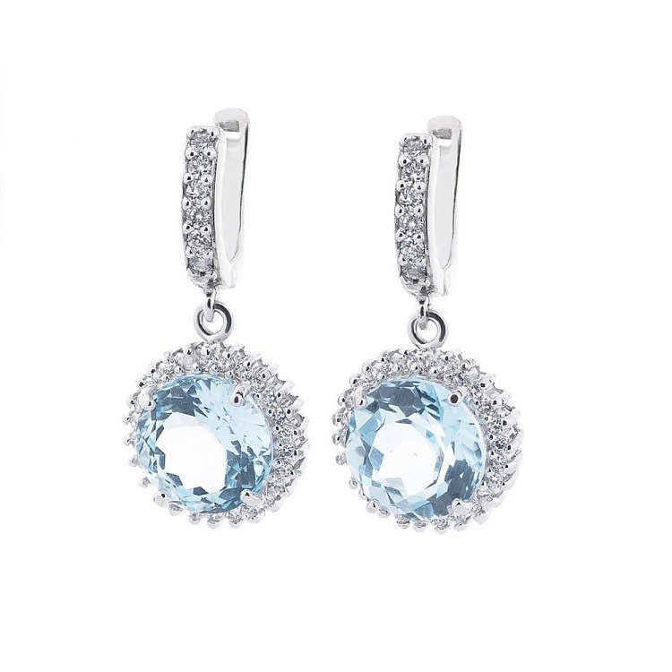 Женские серьги с голубым топазом (фианиты) 121335 от ювелирного магазина Оникс