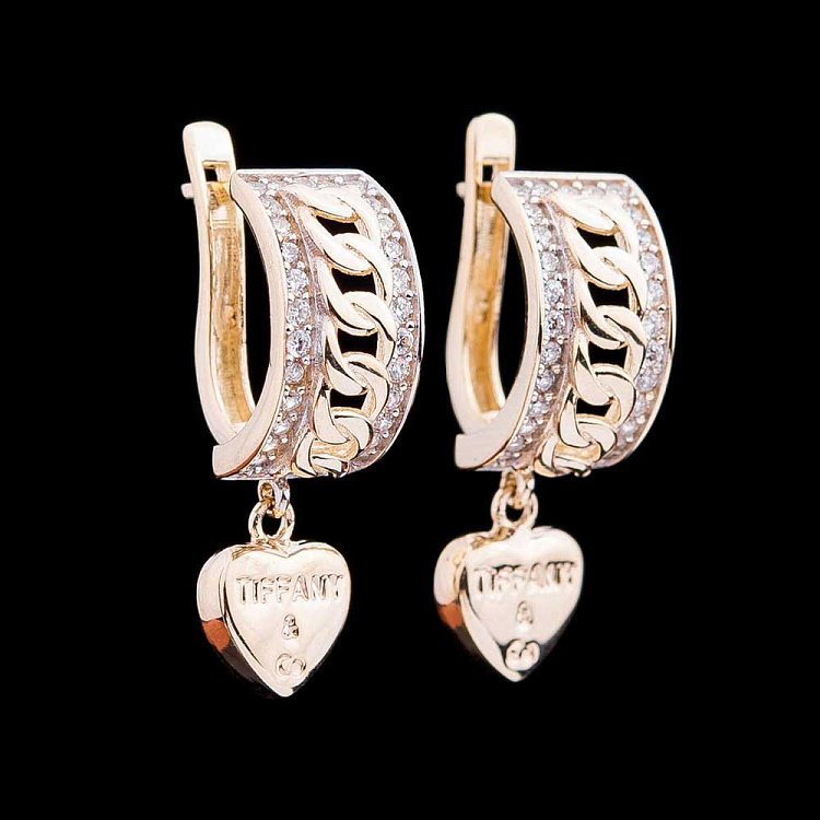 Золотые серьги с фианитами с04253 от ювелирного магазина Оникс