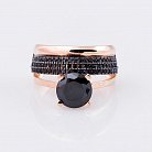 Золотое кольцо с черными фианитами к04758 от ювелирного магазина Оникс