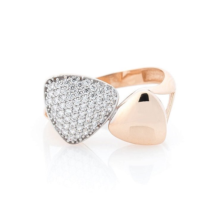 Золота каблучка з фіанітами к05398 від ювелірного магазину Онікс - 2