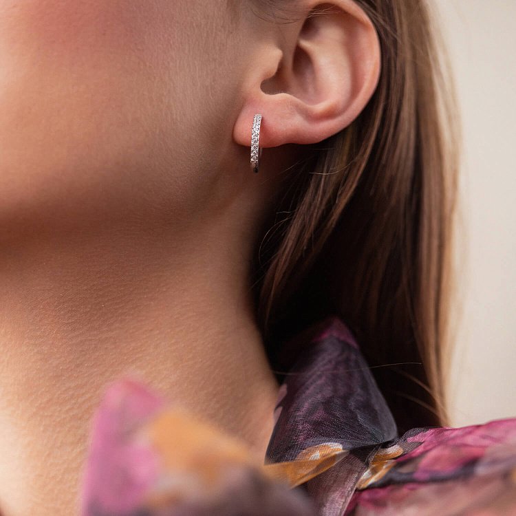 Срібні сережки - кільця (фіаніти) OR116411 від ювелірного магазину Онікс - 5