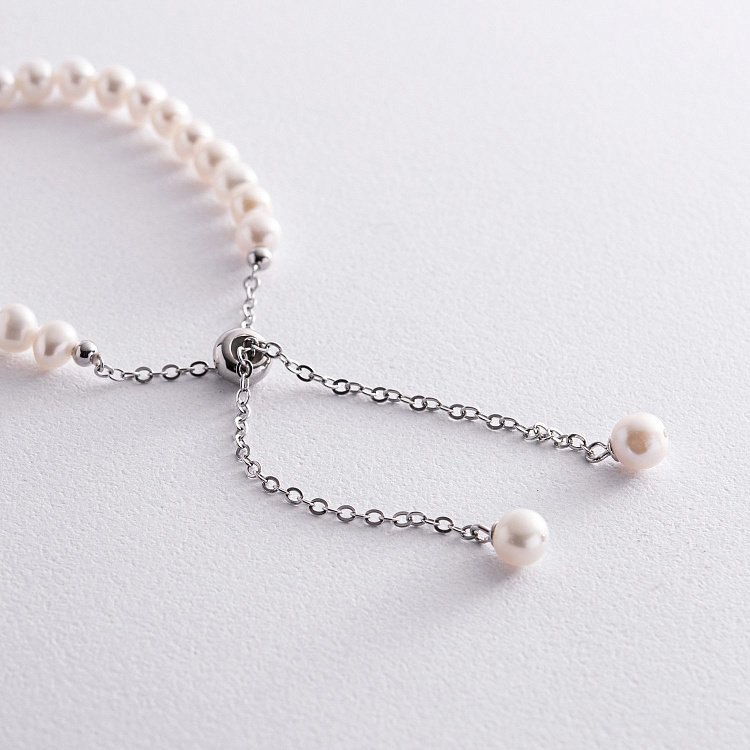 Срібний браслет "Герб України - Тризуб" з перлами 1051 від ювелірного магазину Онікс - 5