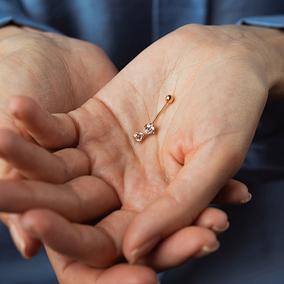 Золотой пирсинг в пупок (фианиты) пир00270 №2