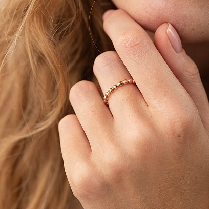 Кольцо "Шарики" в красном золоте к07095к №2