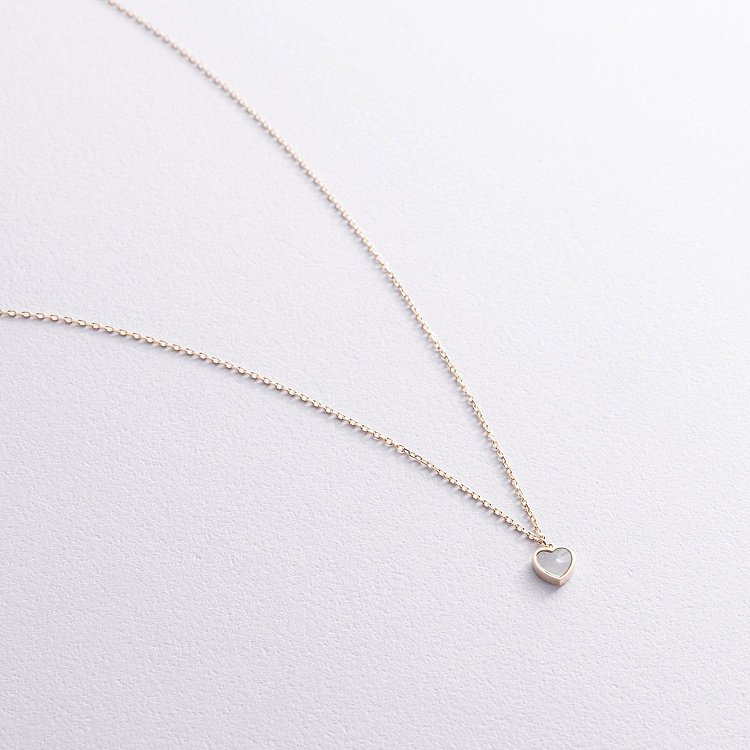 Кольє "Сердечко" з перламутром (жовте золото) кол02554 від ювелірного магазину Онікс