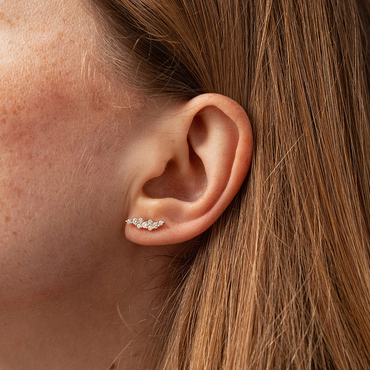 Сережки - пусети "Carla" з фіанітами (жовте золото)  с09108 від ювелірного магазину Онікс - 3