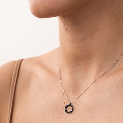 Золотое колье "Круговорот" (черные бриллианты) 1.2 см колб0063di №5