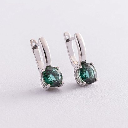 Серебряные серьги (фианиты, кварц) 2936/9р-QGR