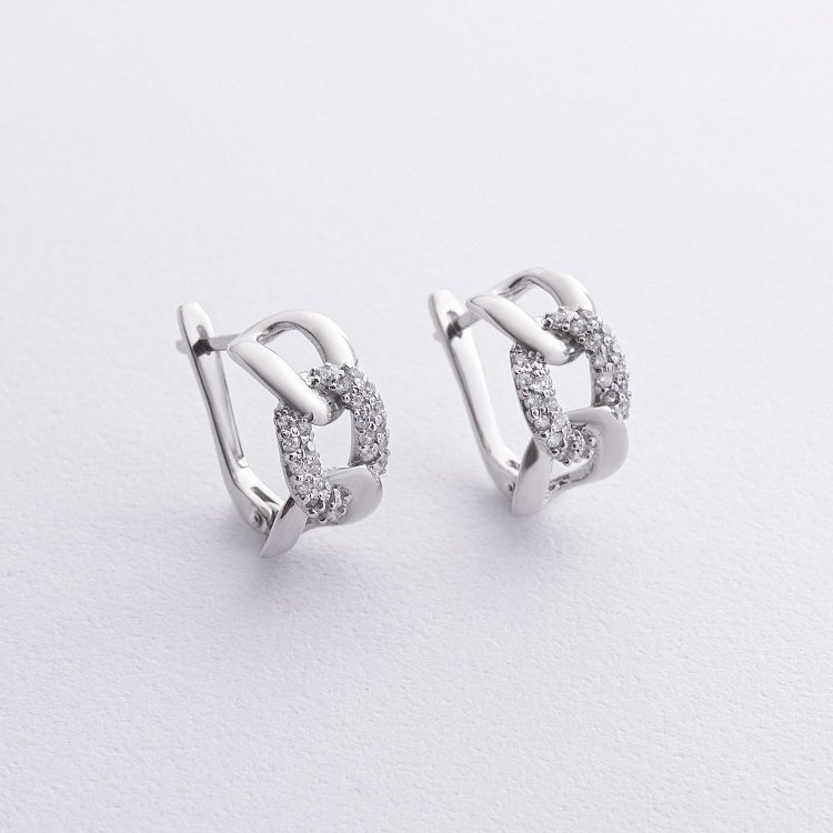 Серебряные серьги "Цепочка" с фанитами 902-00538 от ювелирного магазина Оникс