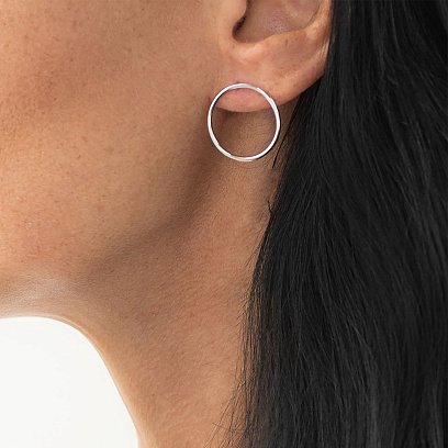 Серьги-пусеты "Большой круговорот" в белом золоте (2.1 см) с07002