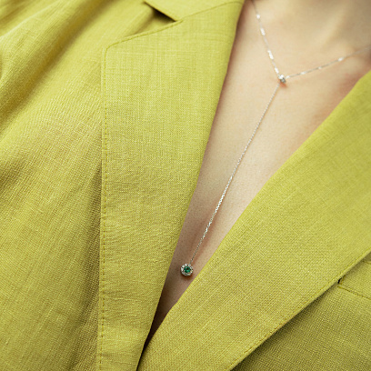 Золотое колье - галстук с изумрудом и бриллиантами колб0197mi №2