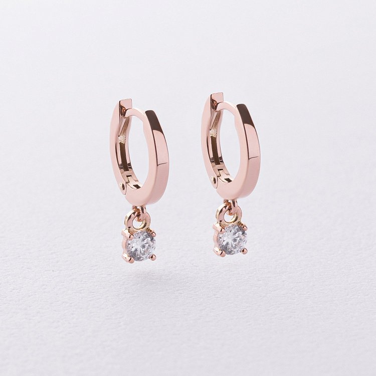 Сережки в червоному золоті (фіаніти) с09183 від ювелірного магазину Онікс