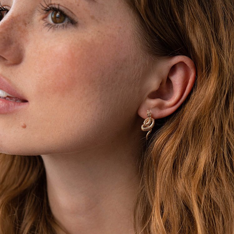 Золотые серьги "Змеи" с07915 от ювелирного магазина Оникс - 3