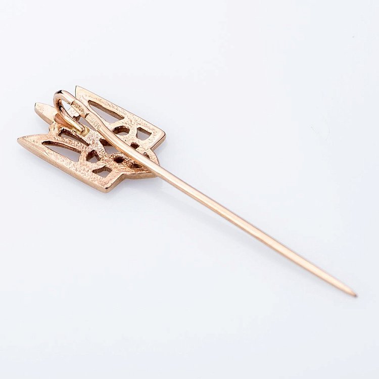 Золотая заколка Герб Украины "Тризуб" зак00143 от ювелирного магазина Оникс - 1