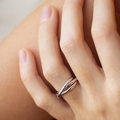 Золота каблучка "Кругообіг" (потрійна) к07642 №5