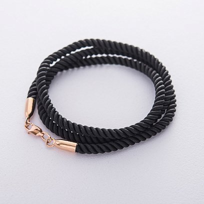 Шелковый шнурок с гладкой золотой застежкой (4 мм) кол00942