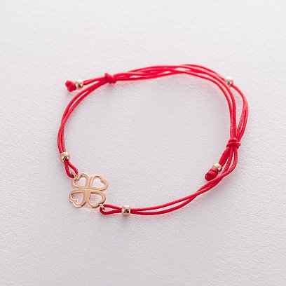 Браслет с красной нитью "Клевер" б04208