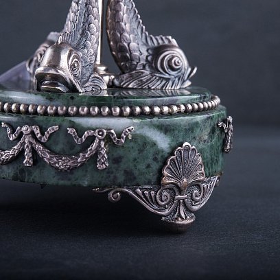 Фруктовница "Дельфины" из серебра и мрамора, ручная работа сер00003 №7