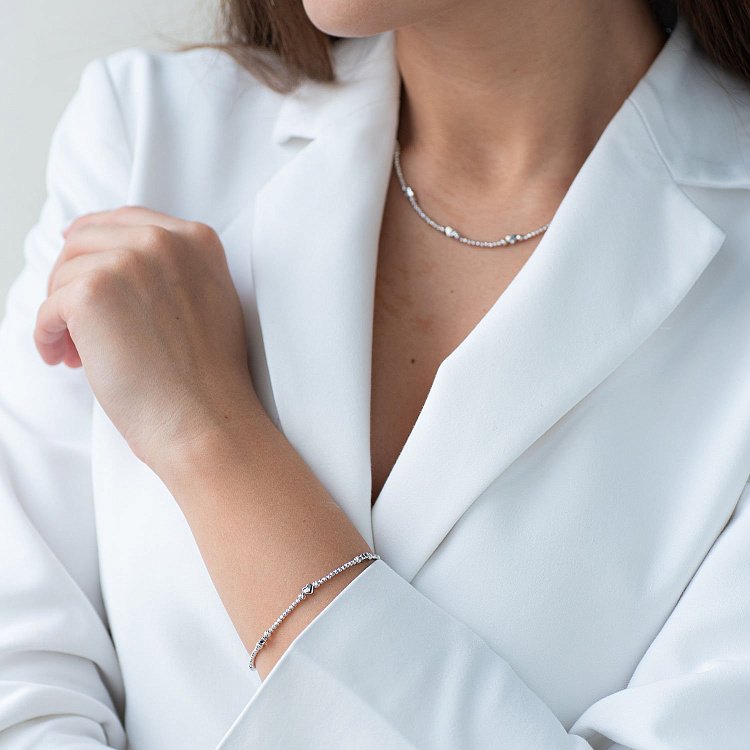 Золотий браслет "Сердечка" б03947 від ювелірного магазину Онікс - 2